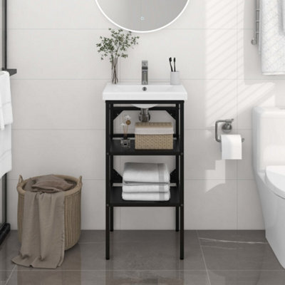 Berkfield Bathroom Washbasin Frame Black 40X38X83 Cm Iron - image 1