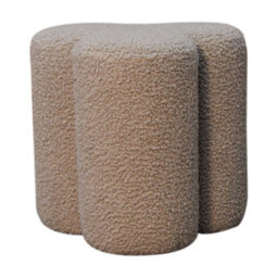 Artisan Furniture Solid Wood Mud Boucle Clover Footstool - thumbnail 2