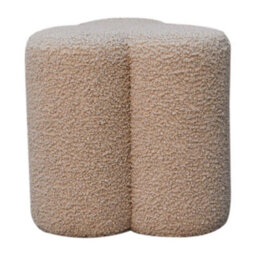 Artisan Furniture Solid Wood Mud Boucle Clover Footstool - thumbnail 1