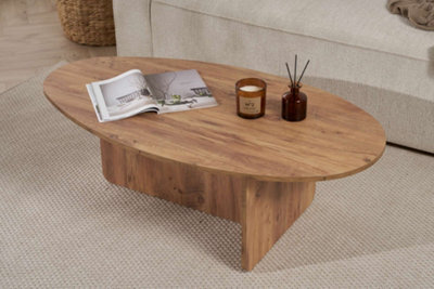 Decortie Orba Oval Coffee Table Rustic Oak Effect 120 X 65 X 40 Cm - image 1