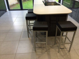 Lamboro Cube Single Kitchen Bar Stool, Fixed Satin Varnish Legs And Footrest, Extra Padded Seat, Breakfast Bar & Home Barstool, Black - thumbnail 8
