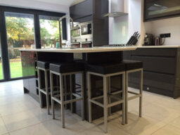 Lamboro Cube Single Kitchen Bar Stool, Fixed Satin Varnish Legs And Footrest, Extra Padded Seat, Breakfast Bar & Home Barstool, Black - thumbnail 9