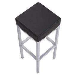Lamboro Cube Single Kitchen Bar Stool, Fixed Satin Varnish Legs And Footrest, Extra Padded Seat, Breakfast Bar & Home Barstool, Black - thumbnail 4
