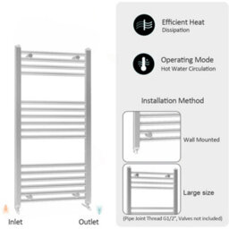 ARKO BATHROOM Arko Towel Radiator, Heated Towel Rails,wall Mounted Ladder Radiators  600X1000mm ,chrome - thumbnail 4