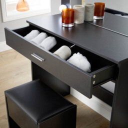 Home Source Ella Black Dressing Table With Stool And Led Lights Mirror - thumbnail 7