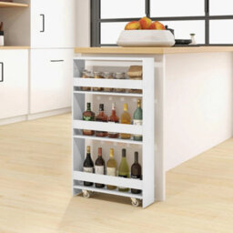 White 4-Tier Storage Trolley Kitchen Cart Narrow Space Utility Shelving - thumbnail 6