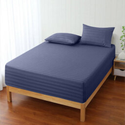 Ameha Stripe Fitted Sheet 40 Cm Deep Pocket- Hypoallergenic Easy Care Washed Blue Bed Sheets Uk Super King Bedsheet(180X200Cm) - thumbnail 9
