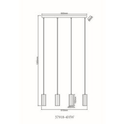 Luminosa Lighting Luminosa James Bar Pendant Ceiling Light White Matt 4X Gu10 - thumbnail 6