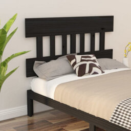 Berkfield Bed Headboard Black 203.5X3X81 Cm Solid Wood Pine - thumbnail 4