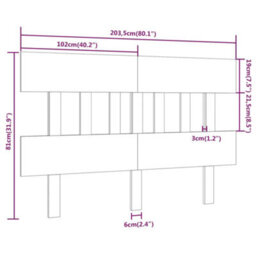 Berkfield Bed Headboard Black 203.5X3X81 Cm Solid Wood Pine - thumbnail 6