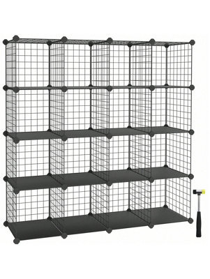 LEDREM 16 Cube Metal Wire Storage Organiser, Diy Closet Cabinet And Modular Shelving Grids, Wire Mesh Shelves And Rack - image 1