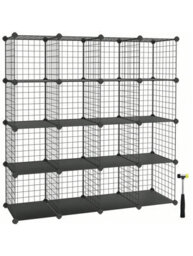 Songmics 16 Cube Metal Wire Storage Organiser, Diy Closet Cabinet And Modular Shelving Grids, Wire Mesh Shelves And Rack