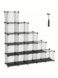 LEDREM 16 Cube Metal Wire Storage Organiser, Diy Closet Cabinet And Modular Shelving Grids, Wire Mesh Shelves And Rack - thumbnail 2