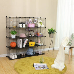 LEDREM 16 Cube Metal Wire Storage Organiser, Diy Closet Cabinet And Modular Shelving Grids, Wire Mesh Shelves And Rack - thumbnail 5