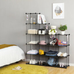 LEDREM 16 Cube Metal Wire Storage Organiser, Diy Closet Cabinet And Modular Shelving Grids, Wire Mesh Shelves And Rack - thumbnail 6