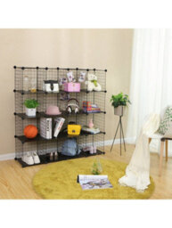 LEDREM 16 Cube Metal Wire Storage Organiser, Diy Closet Cabinet And Modular Shelving Grids, Wire Mesh Shelves And Rack - thumbnail 3