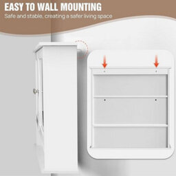 Bathroom Storage Cabinet With Mirror And Double Door, Wall Mounted Cabinet Storage Unit For Bathroom, Living Room, Kitchen - thumbnail 4