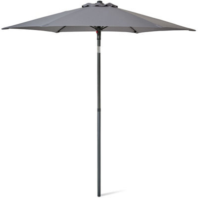 Sunmer 2M Push-Up Garden Parasol Sun Shading Umbrella With Tilt, Water Repellent Polyester, Powder-Coated Steel Frame - Grey - image 1