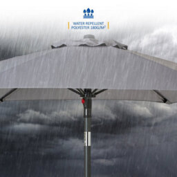 Sunmer 2M Push-Up Garden Parasol Sun Shading Umbrella With Tilt, Water Repellent Polyester, Powder-Coated Steel Frame - Grey - thumbnail 3