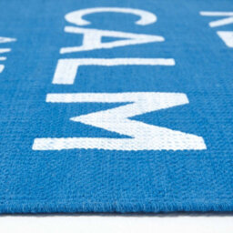 Homescapes Keep  Calm And Carry On Handwoven 100% Cotton Rug In Blue & White, 60 X 100 Cm - thumbnail 4