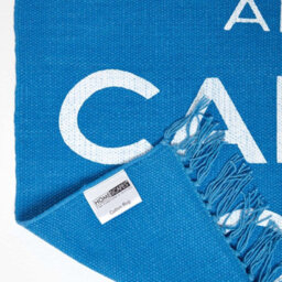 Homescapes Keep  Calm And Carry On Handwoven 100% Cotton Rug In Blue & White, 60 X 100 Cm - thumbnail 5