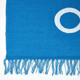 Homescapes Keep  Calm And Carry On Handwoven 100% Cotton Rug In Blue & White, 60 X 100 Cm - thumbnail 3