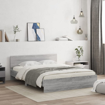 Berkfield Bed Frame Without Mattress Grey Sonoma 150X200 Cm King Size - image 1