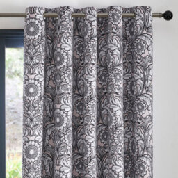 Laurence Llewelyn-Bowen Romilly Floral Jacquard Natural Pair Of Blackout Eyelet Curtains - thumbnail 2