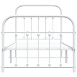 Berkfield Metal Bed Frame With Headboard And Footboard White 90X190 Cm - thumbnail 6