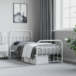 Berkfield Metal Bed Frame With Headboard And Footboard White 90X190 Cm - thumbnail 4