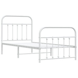 Berkfield Metal Bed Frame With Headboard And Footboard White 90X190 Cm - thumbnail 5