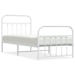 Berkfield Metal Bed Frame With Headboard And Footboard White 90X190 Cm - thumbnail 2