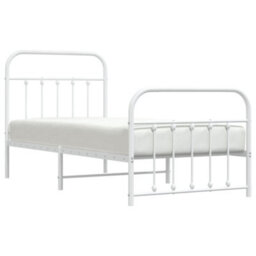 Berkfield Metal Bed Frame With Headboard And Footboard White 90X190 Cm - thumbnail 3