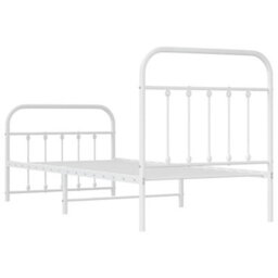 Berkfield Metal Bed Frame With Headboard And Footboard White 90X190 Cm - thumbnail 8