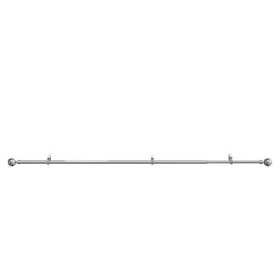 GoodHome Olympe Grey Chrome Effect Extendable Ball Single Curtain Pole Set, (L)1200mm-2100mm (Dia)19mm - image 1