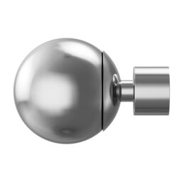 GoodHome Olympe Grey Chrome Effect Extendable Ball Single Curtain Pole Set, (L)1200mm-2100mm (Dia)19mm - thumbnail 3