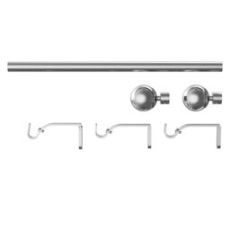 GoodHome Olympe Grey Chrome Effect Extendable Ball Single Curtain Pole Set, (L)1200mm-2100mm (Dia)19mm - thumbnail 2