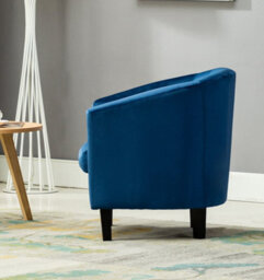 MCC Direct Velvet Fabric Tub Chair Armchair Club Chair Blue By Mcc - thumbnail 3