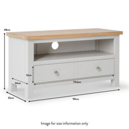 Farro Grey 90Cm Small Tv Unit - Fully Assembled - Painted With Oak Top  By Roseland Furniture - thumbnail 9
