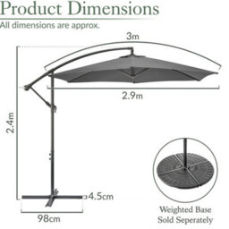 Christow 3M Banana Parasol With Crank & Locking Lever - thumbnail 7