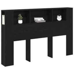 Berkfield Black Oak Headboard Cabinet - 160X19X104.5 Cm Made From Engineered Wood - thumbnail 3