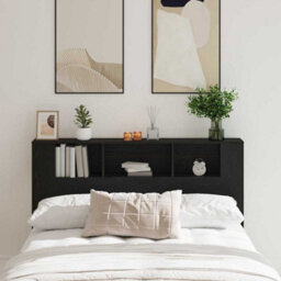 Berkfield Black Oak Headboard Cabinet - 160X19X104.5 Cm Made From Engineered Wood - thumbnail 1