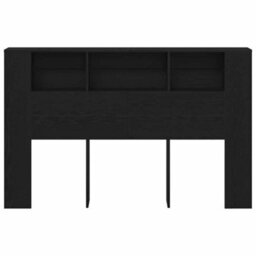 Berkfield Black Oak Headboard Cabinet - 160X19X104.5 Cm Made From Engineered Wood - thumbnail 5