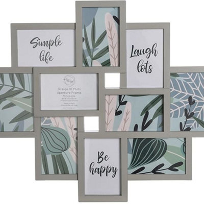 Deenz Greige Multi Aperture Photo Frame Greige Wall Mounted Multi Family Photos Home Decoration