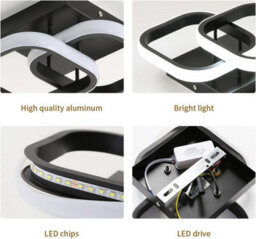 Black Ceiling Light LED Lamp Modern Chandelier Living Room Bedroom Pendant Lights - thumbnail 3
