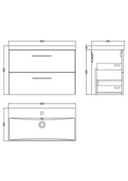 Balterley Level Wall Hung 2 Soft Close Drawer & Thin-Edge Bathroom Vanity Unit Basin, Solace Oak, 800mm - thumbnail 2