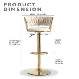 Kokoma Cream Upholstered Bar Stool Adjustable Swivel Gas Lift - thumbnail 6