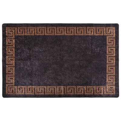 Berkfield Durable Rug Washable 80X150 Cm Black And Gold Anti Slip - image 1