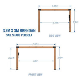 Backyard Discovery Brendan Sail Shade Cedar Wood Outdoor Patio Pergola With Canopy And Powerport 3.7M X 3.1M (12Ft X 10Ft) - thumbnail 3