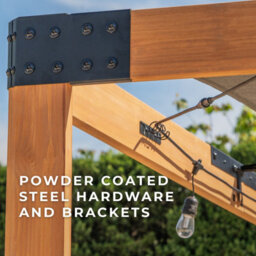 Backyard Discovery Brendan Sail Shade Cedar Wood Outdoor Patio Pergola With Canopy And Powerport 3.7M X 3.1M (12Ft X 10Ft) - thumbnail 4